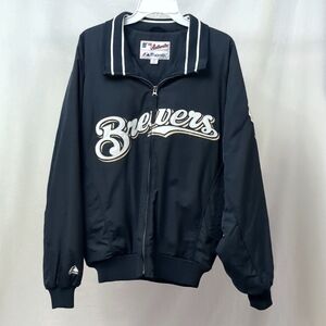 Majestic Fleece Lined Milwaukee Brewers Zippered Coat Size M